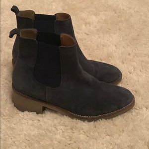 Navy Blue suede booties